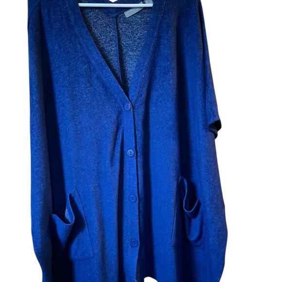 Susan Graver Lifestyle Royal blue cape with buttons and short sleeves Size XL - Picture 2 of 5